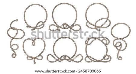 Colored Old Marine Rope Frames Set isolated on white background vector illustration. No AI software was used.