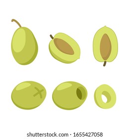 Conjunto de iconos de color Olive. Ilustración vectorial.