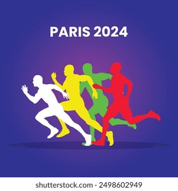 Colored Olympic games 2024 with dark purple background