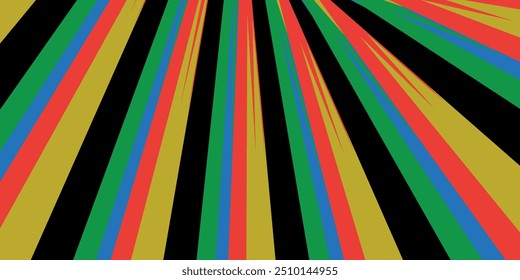 Colored Olympic Games abstract curved rainbow wave isolated, colorful banner stripes