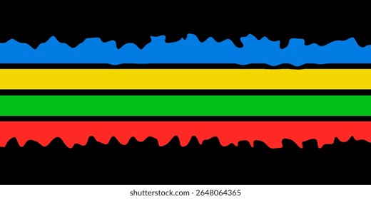 Colored Olympic Games abstract curved rainbow wave isolated, colorful banner stripes