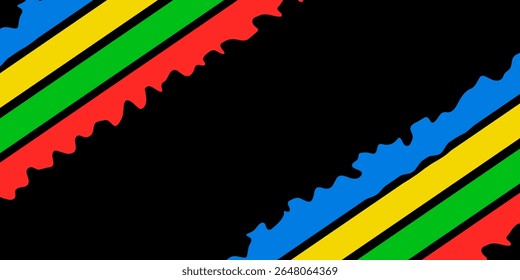 Colored Olympic Games abstract curved rainbow wave isolated, colorful banner stripes