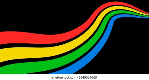 Colored Olympic Games abstract curved rainbow wave isolated, colorful banner stripes. Eps10