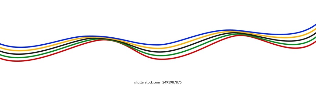 Colored Olympic Games rainbow wavy lines flag symbol isolated