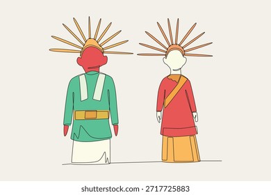 Ondel colorido conceito desenho de uma linha