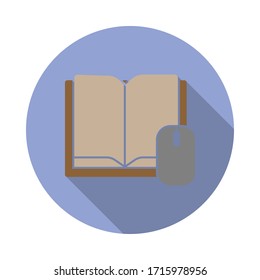 colored online books long shadow icon. Simple color vector of web icons for ui and ux, website or mobile application