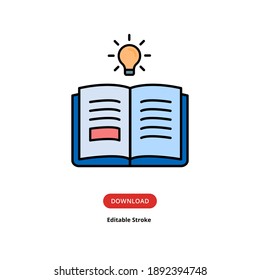 Colored Open Learning Book Icon. Modern, simple flat vector illustration for web site or mobile app. Icon as Educational Literature, Bookstore, Textbook, Notebook, Ebook. editable Stroke.