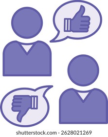Colored Opinion Icon. Vector Illustration. Judgment, Evaluation, Conclusion. People, Like and Dislike. Speaking Concept