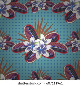 Colored orient pattern in beige, blue and green colors. Seamless floral ornament. Modern flower pattern with royal lilies.