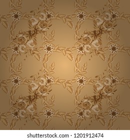 Colored orient pattern in beige, orange and brown colors. Seamless floral ornament. Modern poppy flower pattern with royal poppies.