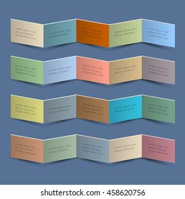 Colored Origami Paper Banners with shadows and place for text. Four elements for design business or web background. Vector set