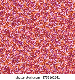 Ornamento de colores con rizos rojos y anaranjados. Patrón floral sin foco. Textura sin fin para material de oficina e impresión en telas.