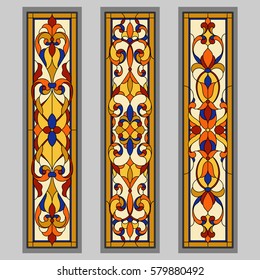 Colored ornament - stained glass. Vector.