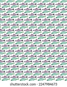 Ornamento de colores. Dos peces de fondo blanco. Patrón