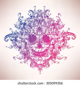 Colored ornate skull