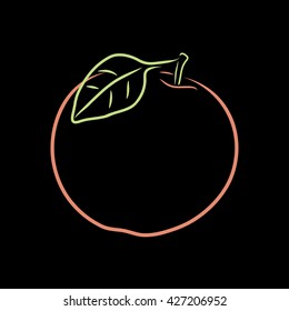 Colored outline of apple, vector illustration