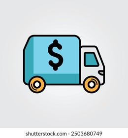 Colored outline armored van icon logo vector illustration design, for business and finance theme design