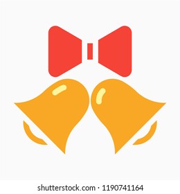 Colored outline bells and ribbon pixel perfect vector icon