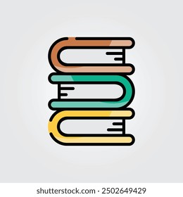 Colored outline book stack icon logo vector illustration design, for education theme design