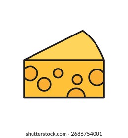 Ícone do vetor do queijo do contorno colorido para a ilustração leiteira