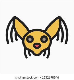 Colored outline Chinese Crested Dog vector icon