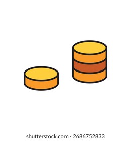 Diseño plano de Vector de icono de moneda de contorno coloreado