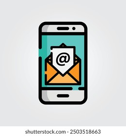 Colored outline email icon logo vector illustration design, for smartphone features theme design