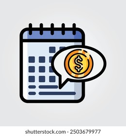 Colored outline finance date icon logo vector illustration design, for business and finance theme design