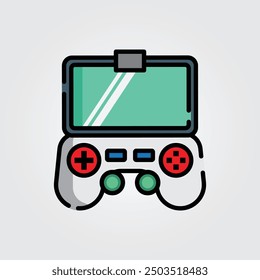Colored outline game controller icon logo vector illustration design, for smartphone features theme design