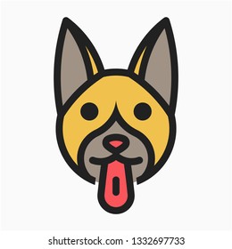 Colored outline German Shepherd vector icon