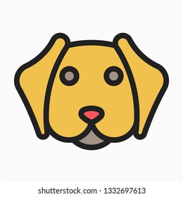 Colored outline Golden Retriever vector icon