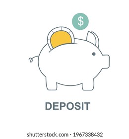 Colored outline icon for deposit.