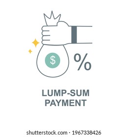 Colored outline icon for lump sum payment.