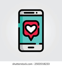 Colored outline like icon logo vector illustration design, for smartphone features theme design