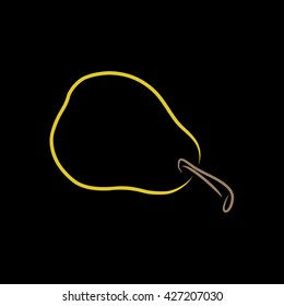 Colored outline of pear, vector illustration