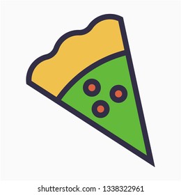 Colored outline pizza vector icon