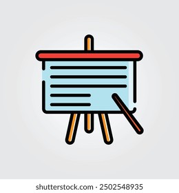 Colored outline presentation icon logo vector illustration design, for education theme design