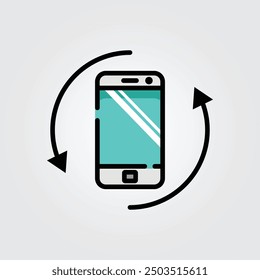 Colored outline rotation icon logo vector illustration design, for smartphone features theme design
