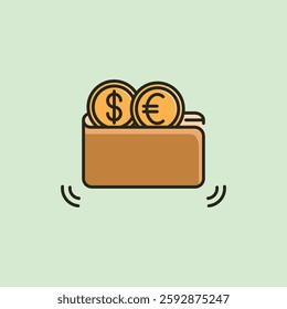 colored outline stack coins icon logo vector illustration design