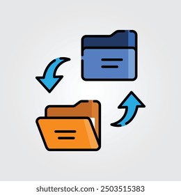 Colored outline transfer file icon logo vector illustration design, for smartphone features theme design