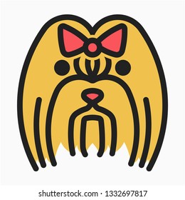 Colored outline Yorkshire Terrier vector icon