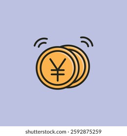 colored outline Yuan coin icon logo vector illustration design