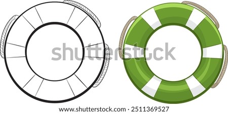 Colored and outlined lifebuoy vector illustration