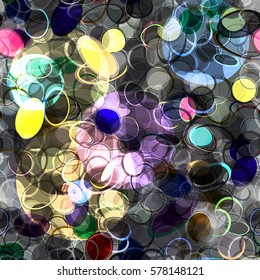 Colored ovals and curved lines. Yellow, violet, blue, green colors. Abstract seamless background. Vector texture