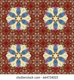 Colored over. Islam, Arabic, Indian, Turkish, Pakistan. Invitation Card, Scrapbooking. Vintage pattern. Decorative Indian Round Mandala on background. Christmas Card Mandala Design.