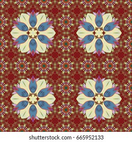 Colored over. Islam, Arabic, Indian, Turkish, Pakistan. Invitation Card, Scrapbooking. Vintage pattern. Decorative Indian Round Mandala on background. Christmas Card Mandala Design.