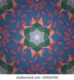 Colored over red. Invitation, wedding card, scrapbooking. Vintage vector pattern. Colored stickers, flash temporary tattoo, mehndi and yoga design, boho, magic symbol. Decorative ornate round mandala.