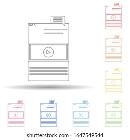 Anuncios de superposición en color en un icono de estilo multicolor. Línea delgada simple, contorno vector de negocio e iconos de marketing digital para ui y ux, sitio web o aplicación móvil