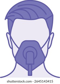 Ícone De Máscara De Oxigênio Colorido. Ilustração de vetor. Dispositivo Médico Para O Fornecimento De Oxigênio A Doentes Com Problemas Respiratórios. Conceito de doença pulmonar