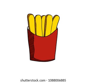 colored packet of fries doodle